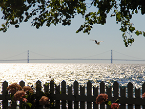 Mackinac Bridge viewed from Mackinac Island.