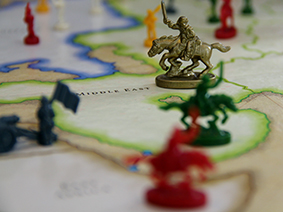 Close up of the Risk board game.