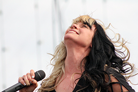 Dawn Michele, lead singer of Fireflight, at Big Ticket Festival, Gaylord, Michigan.